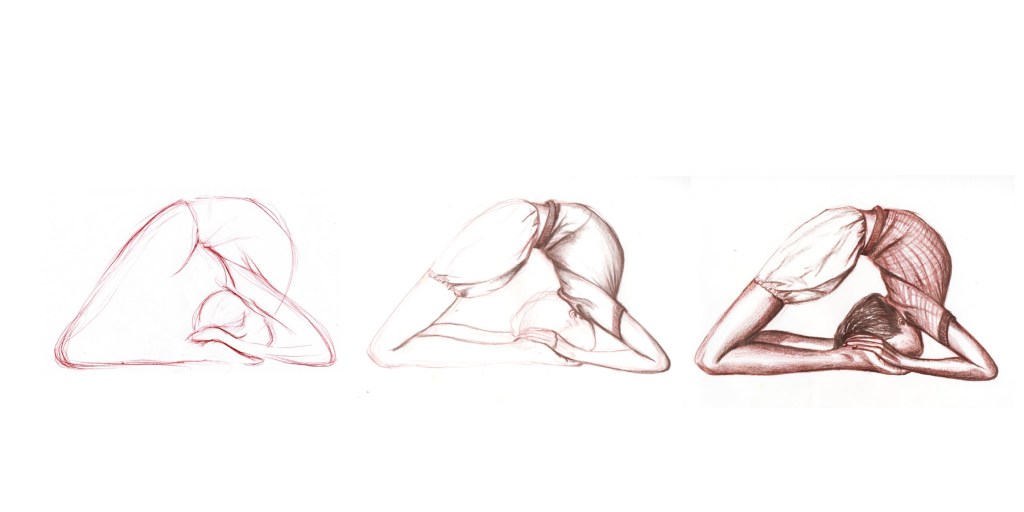 Drawing of Diamond Pose – Purna Supta&nbsp;Vajrasana