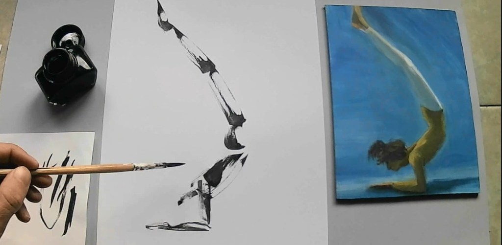 Drawing of Scorpion Yoga&nbsp;Pose